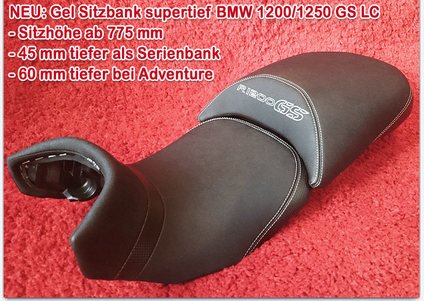 Sitzbank supertief für BMW R 1200 GS LC und BMW R 1250 GS und Adventure